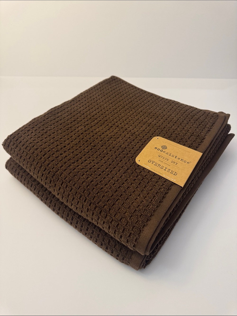 10pc ECOEXISTENCE Quick Dry 100% Cotton Oversized Bath Towel Set - Chocolate - Picture 11 of 11